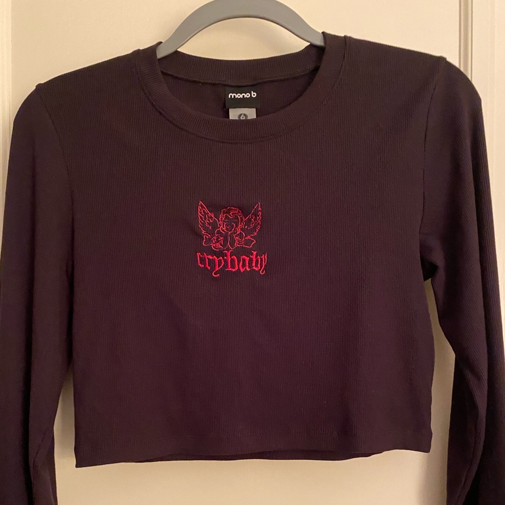 Crybaby Angel Embroidered Crop Top